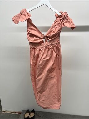 Alice McCall Rose-Pink Tie-Shoulder Cutout Midi Dress